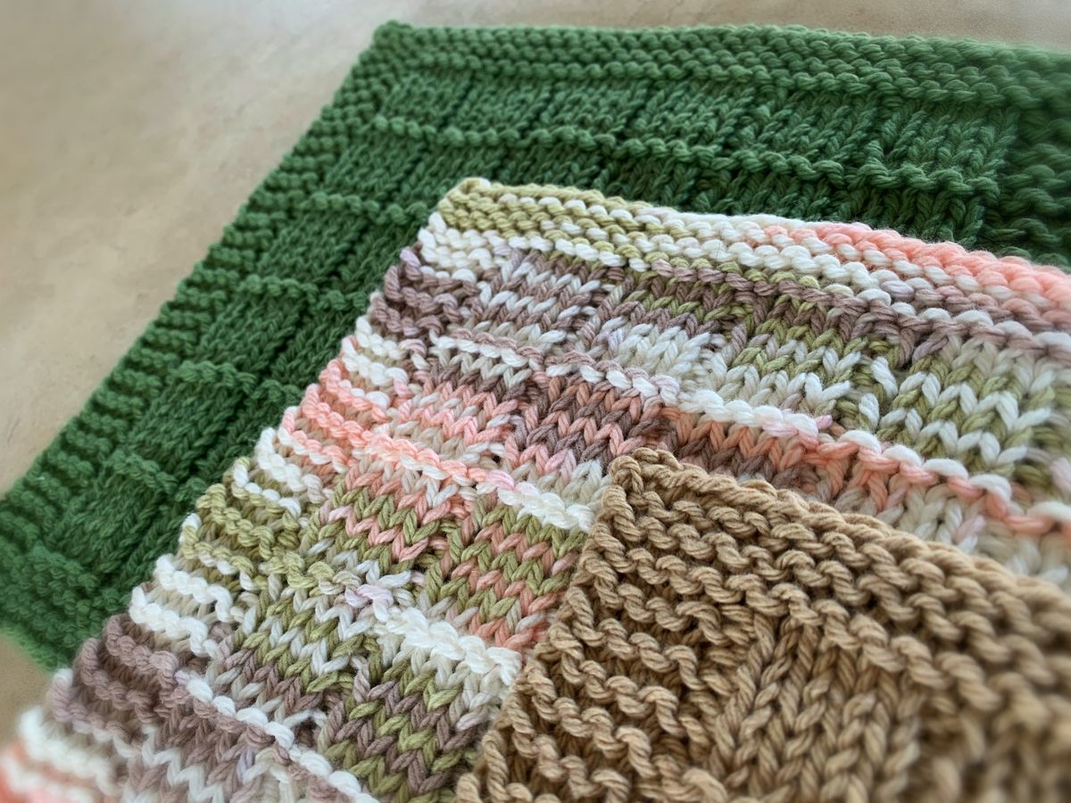 Bars and Stripes Knitted Dishcloth PDF Knitting Pattern - Includes how-to video