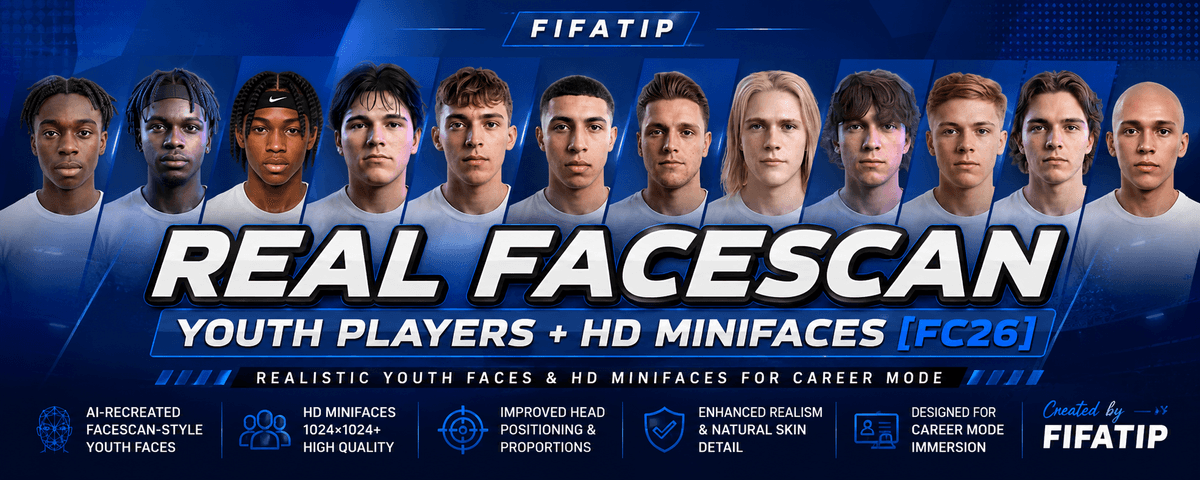 Real FaceScan Youth Players + HD Minifaces [FC26] by FIFATIP 1.6.6