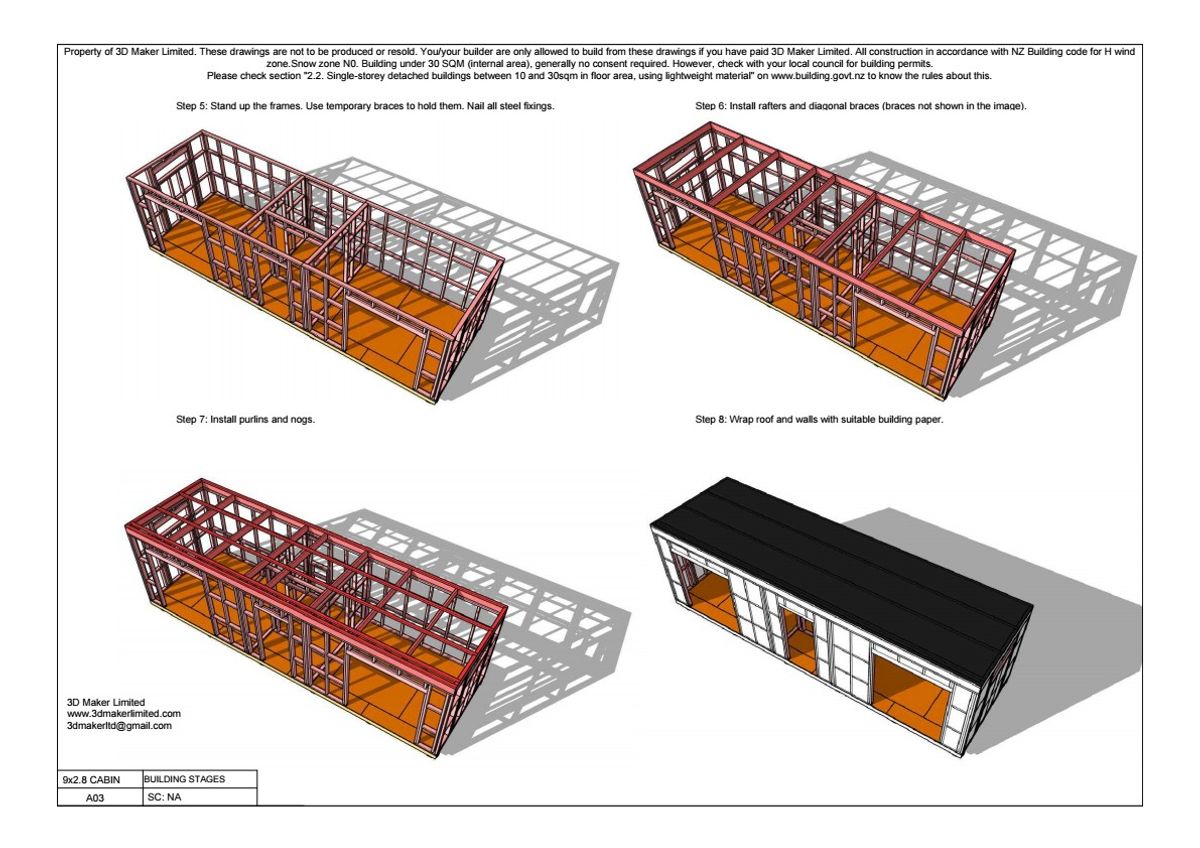 Full Construction Plan Package | 9.0m x 2.8m Cabin (Plywood & Batten)