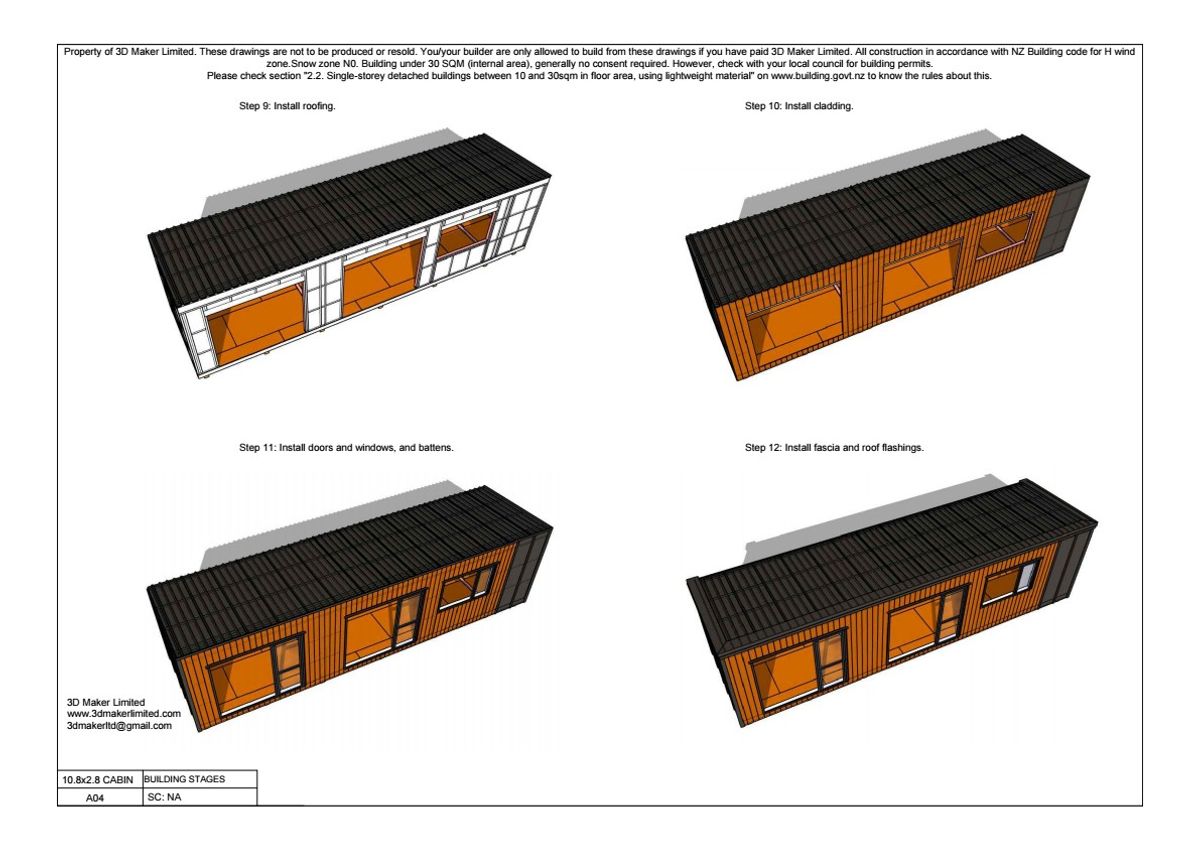 FREE Concept Plan | 10.8m x 2.8m Cabin (Plywood & Batten)