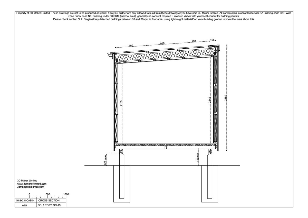 FREE Concept Plan | 10.8m x 2.8m Cabin (Plywood & Batten)