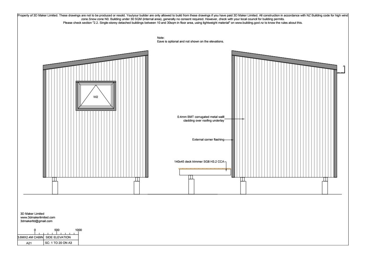 Full Construction Plan Package | 3.6m x 2.4m Corrugated Iron Cladding