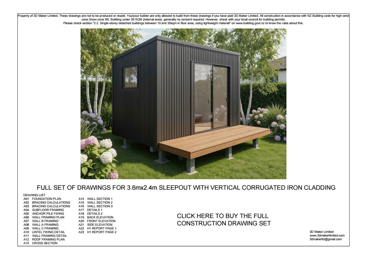 FREE Concept Plan | 3.6m x 2.4m Corrugated Iron Cladding