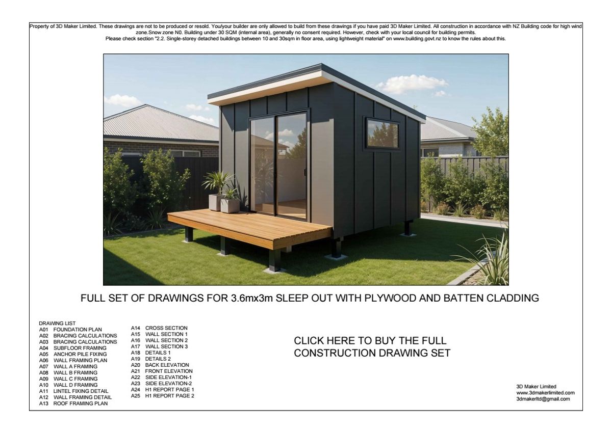 FREE Concept Plan | 3.6m x 3m Plywood and Batten Cladding