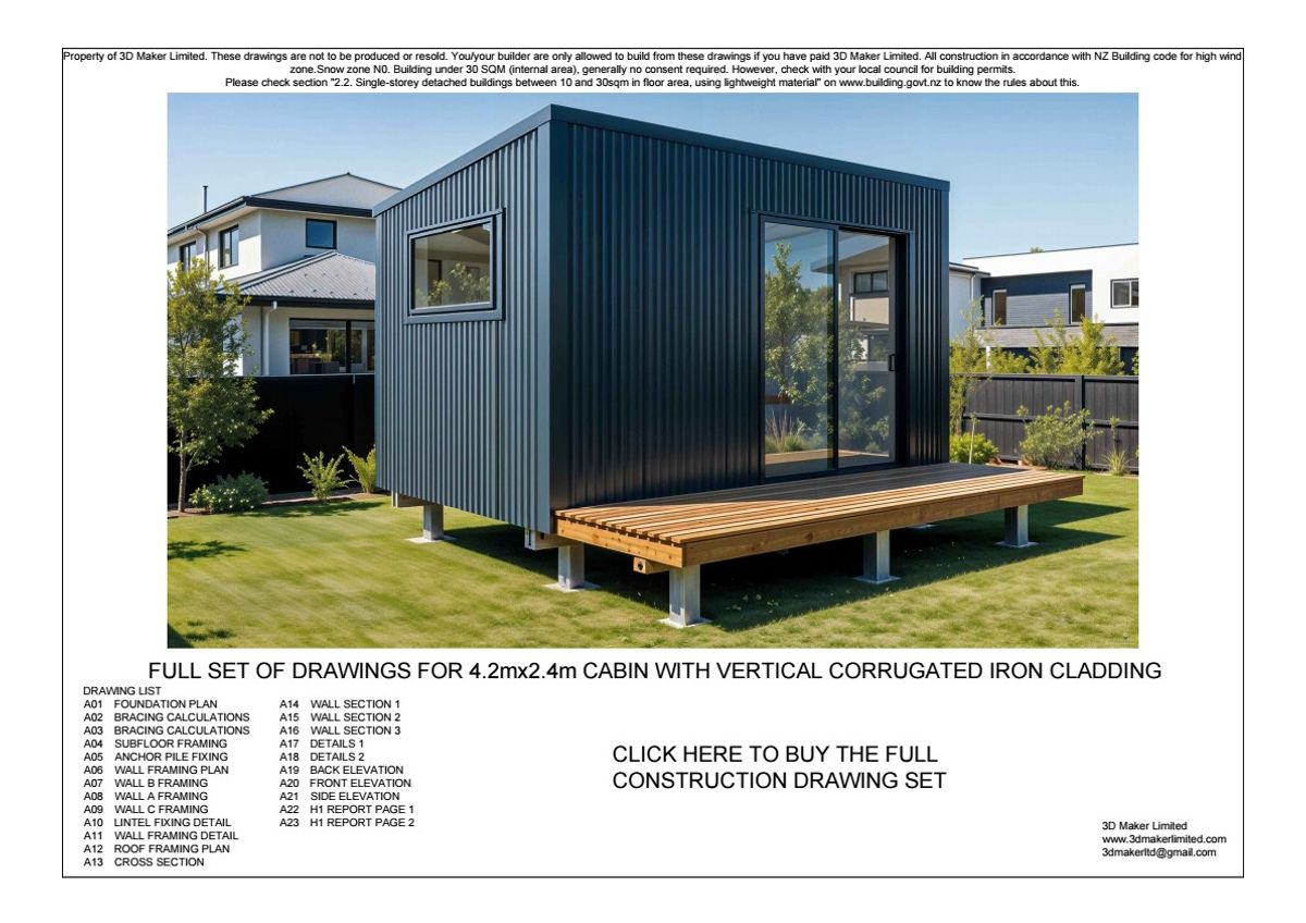 FREE Concept Plan | 4.2m x 2.4m Corrugated Iron Cladding