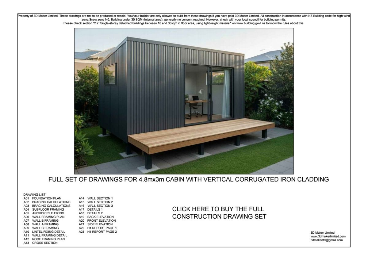 FREE Concept Plan | 4.8m x 3.0m Corrugated Iron Cladding