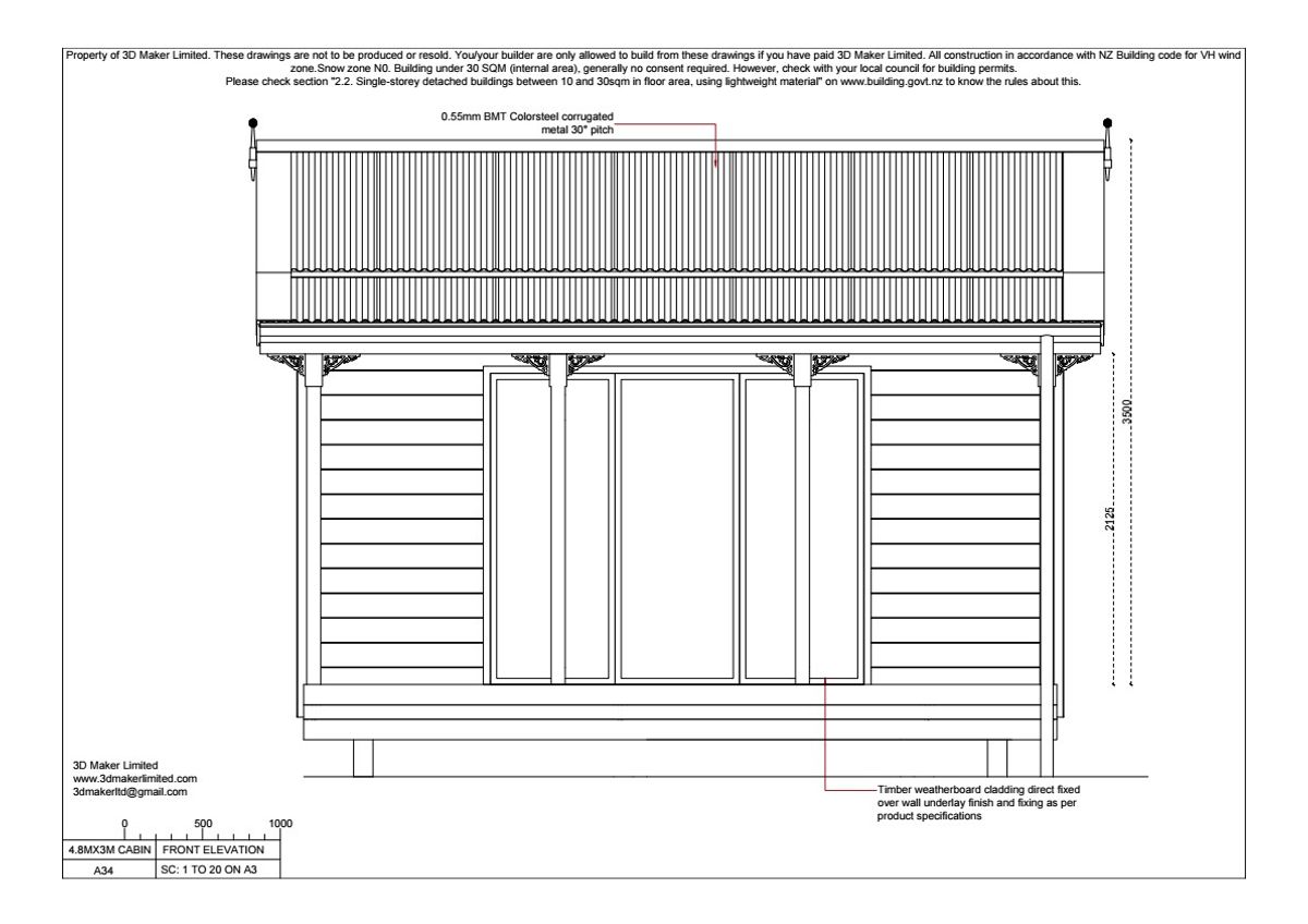 Full Construction Plan Package | 4.8m x 3.0m Weatherboard Cladding