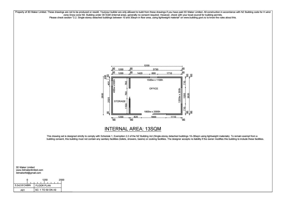 Full Construction Plan Package | 5.2x2.8m Plywood & Batten Cladding