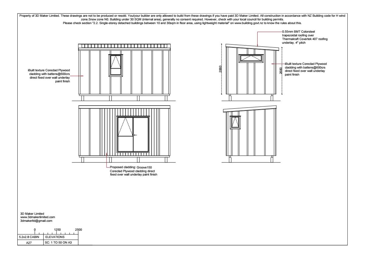 Full Construction Plan Package | 5.2x2.8m Plywood & Batten Cladding