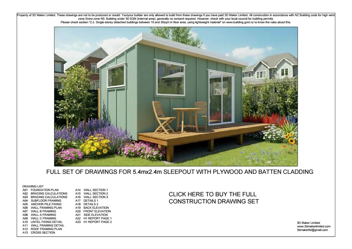 FREE Concept Plan | 5.4m x 2.4m Plywood & Batten Cladding