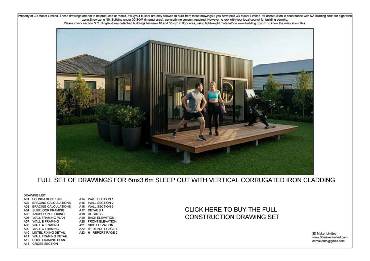 FREE Concept Plan | 6m x3.6m Corrugated Iron Cladding