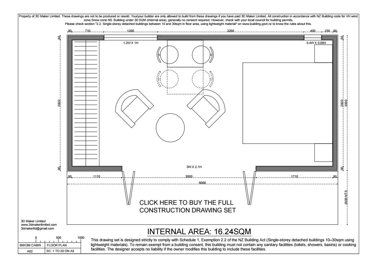 Full Construction Plan Package | 6.0m x 3.0m Weatherboard Cladding