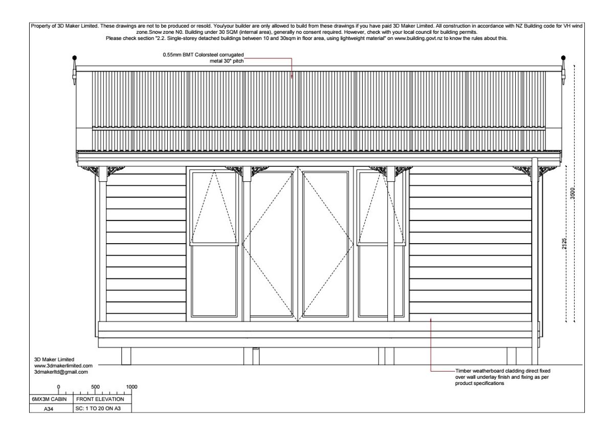 Full Construction Plan Package | 6.0m x 3.0m Weatherboard Cladding