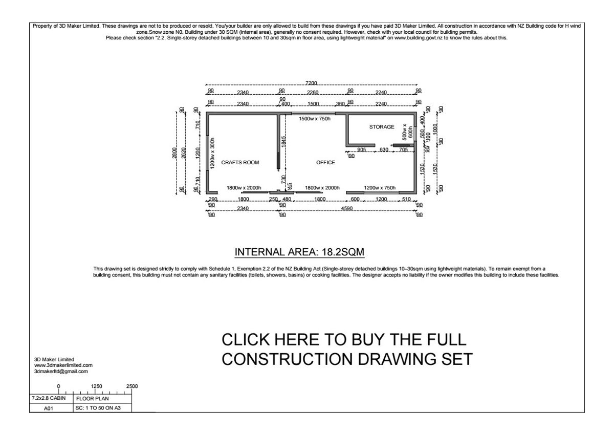 Full Construction Plan Package | 7.2x2.8m Plywood & Batten Cladding