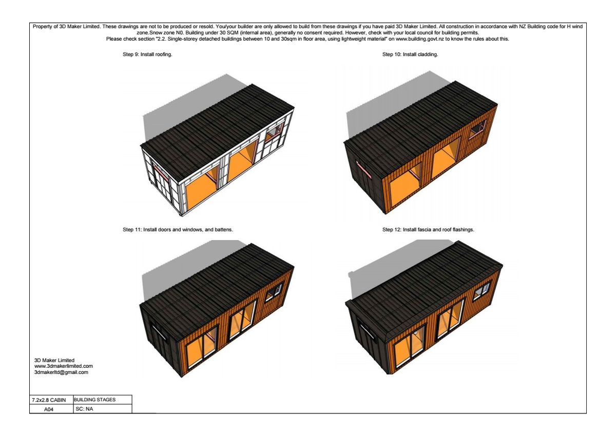 Full Construction Plan Package | 7.2x2.8m Plywood & Batten Cladding