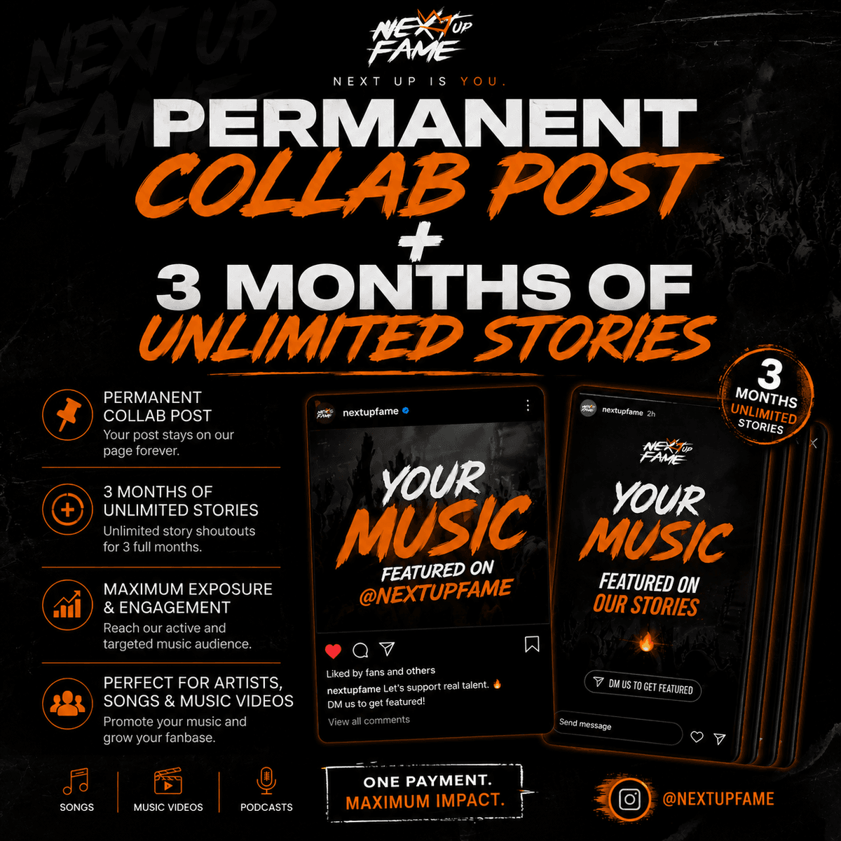 Permanent Collab Post + 3 Months of Unlimited Stories