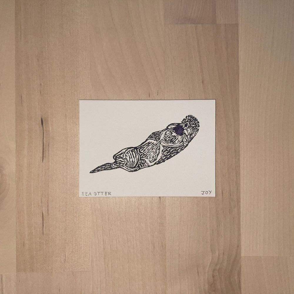 Sea Otter Mini Lino Print