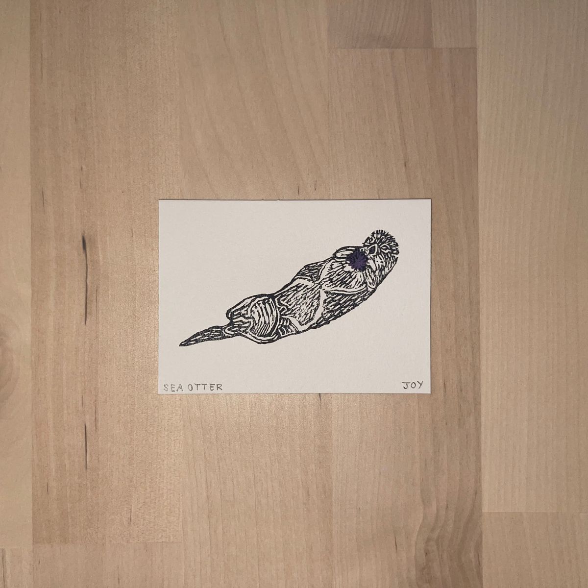 Sea Otter Mini Lino Print