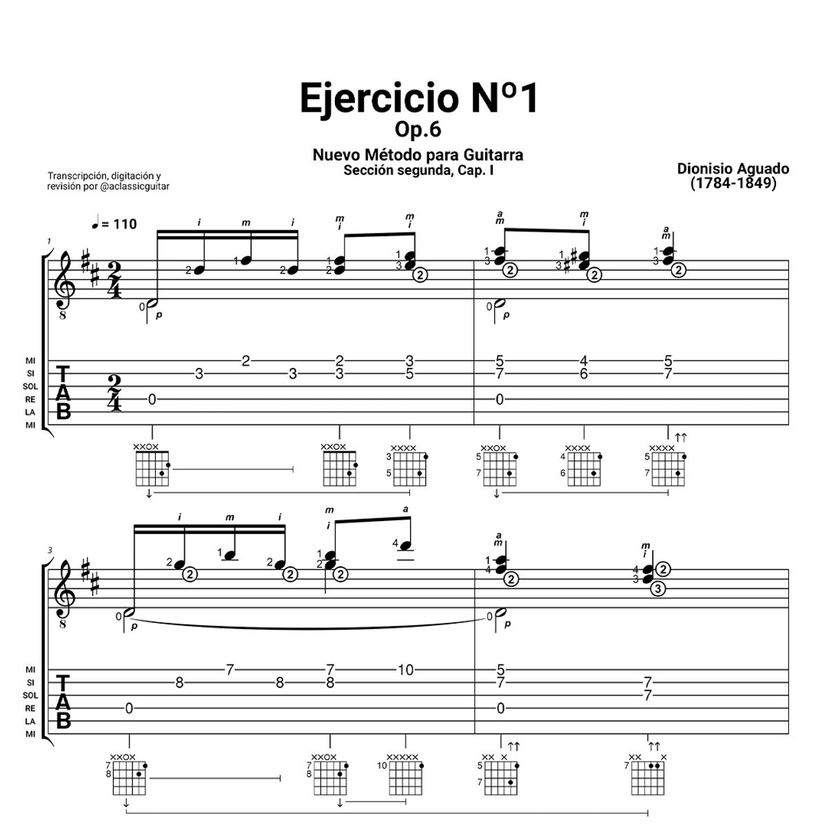 Dionisio Aguado - Op.6, Ejercicio No1 | Nuevo Metodo para Guitarra