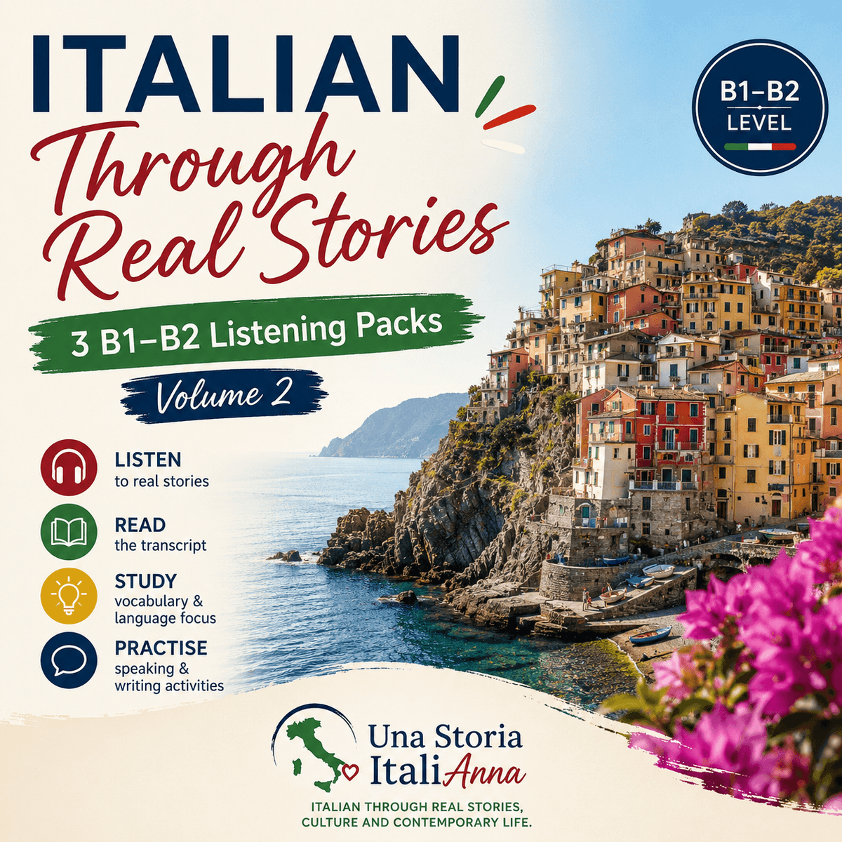 Italian Through Real Stories 🇮🇹 | B1–B2 Listening Pack – Volume 2