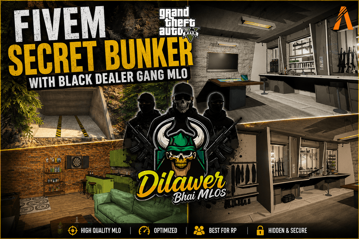Fivem Secret Bunker with black dealer gang  mlo
