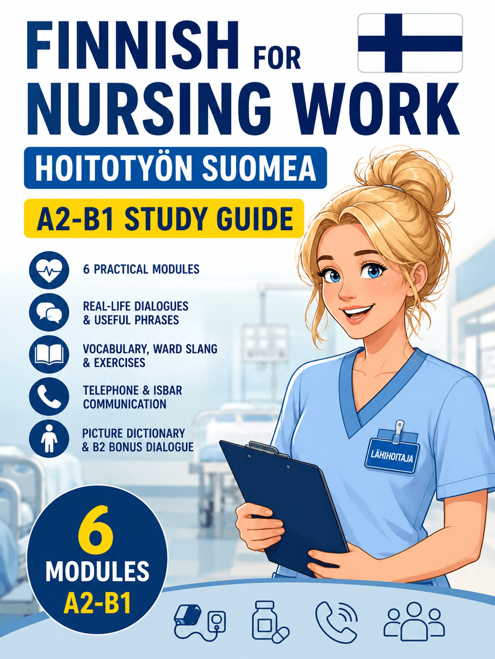Finnish for Nursing Work (Hoitotyön suomea) - A2-B1 Study Guide