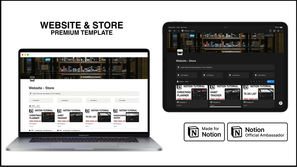 Notion Template - Website & Store