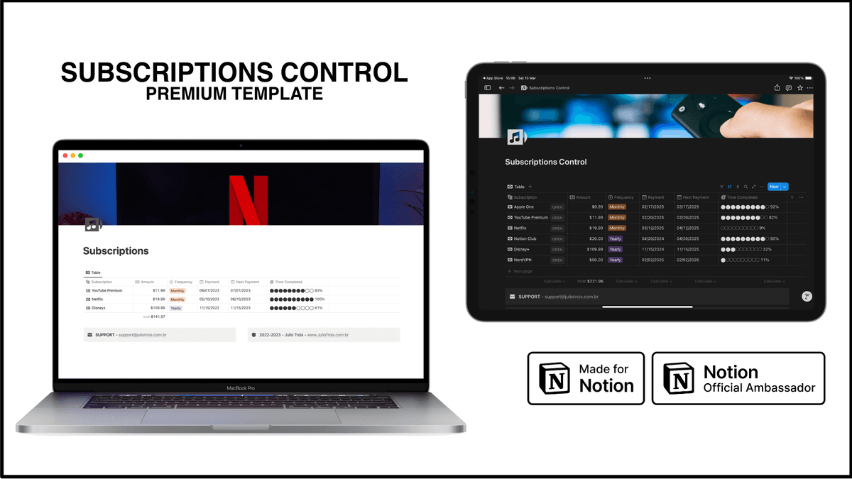 Notion Template - Subscriptions Control