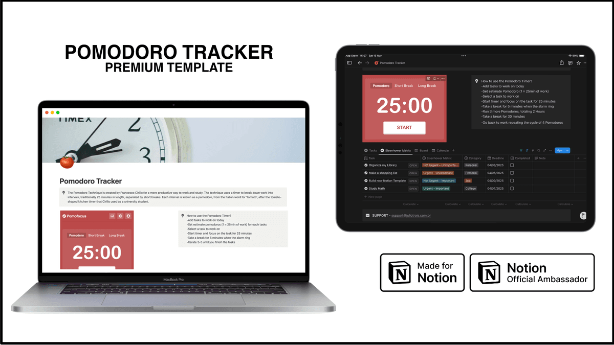 Notion Template - Pomodoro Tracker