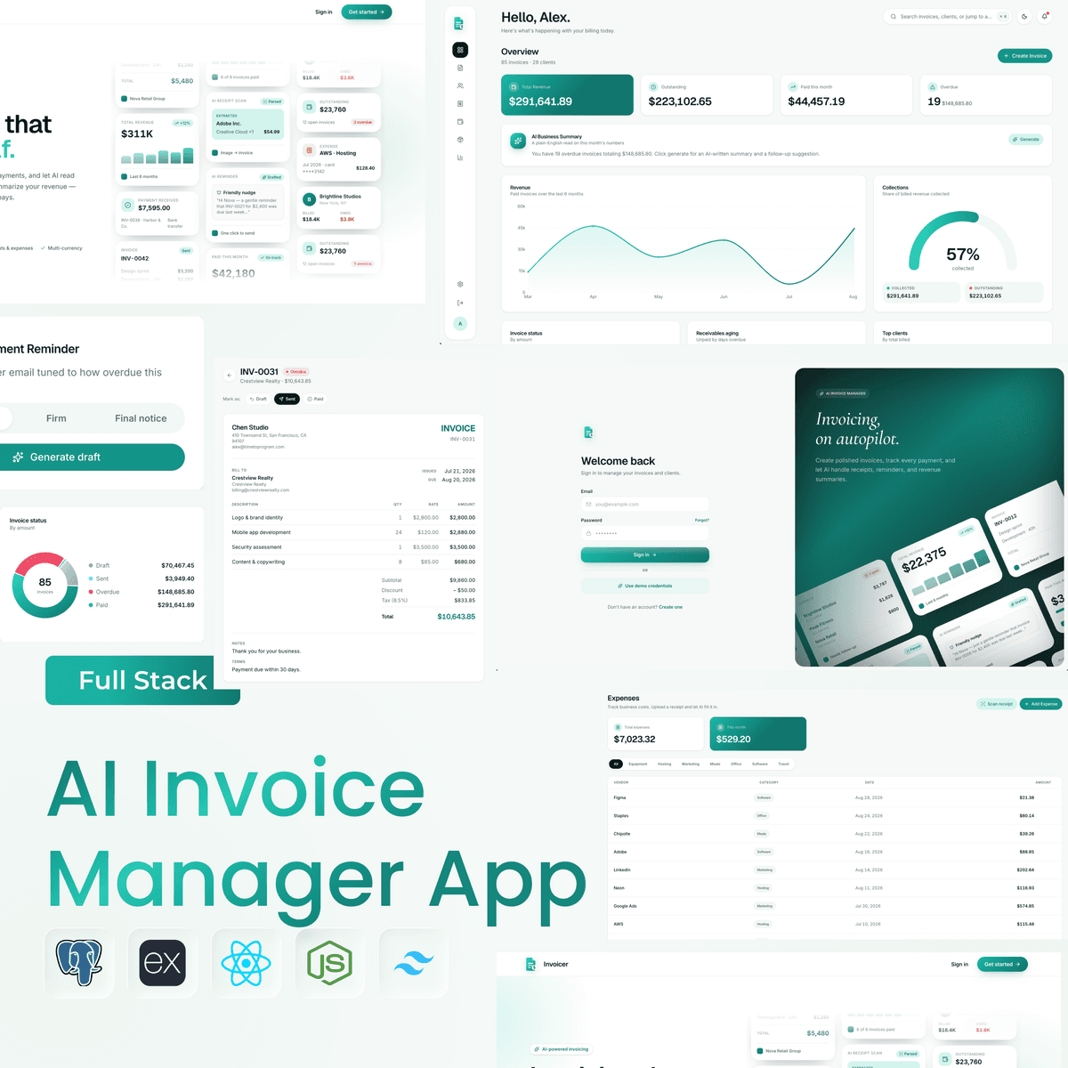 Build a Full-Stack AI Invoice Manager App | PERN, React, Node.js, Postgres, Express