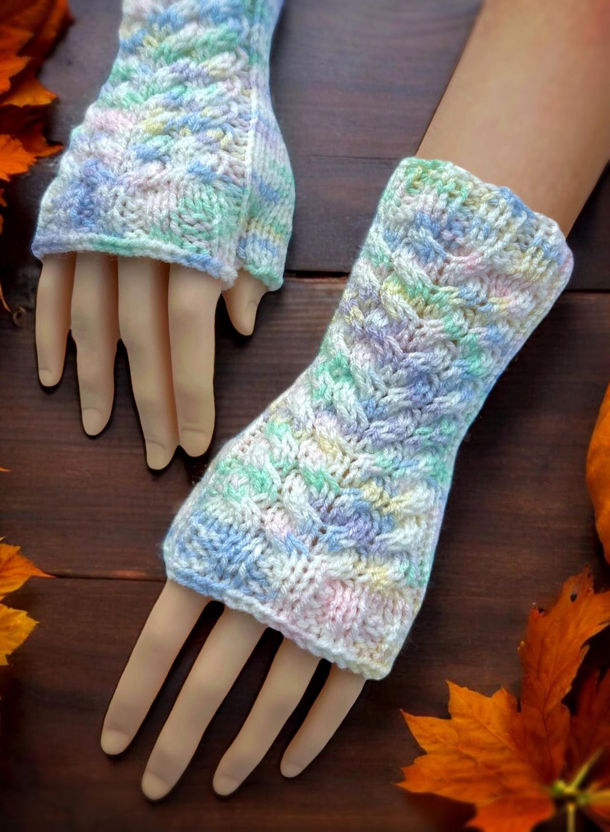 Cable Knit Fingerless Gloves - PDF Download