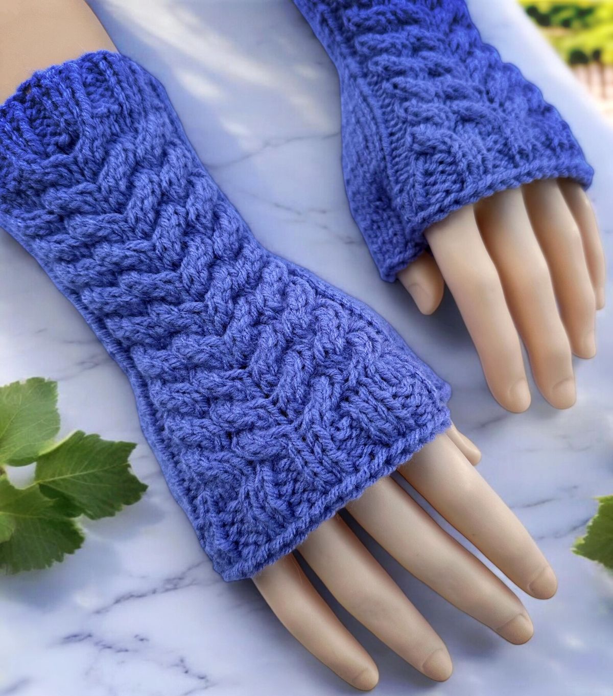 Cable Knit Fingerless Gloves - PDF Download
