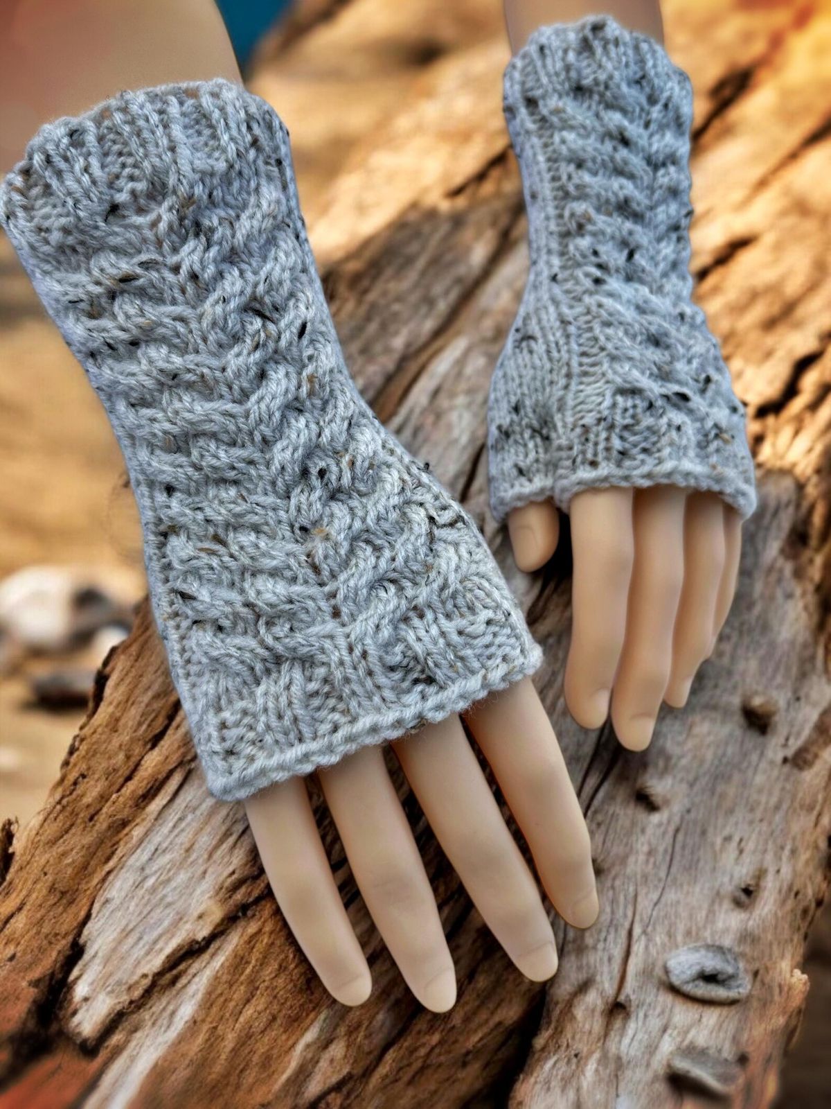Cable Knit Fingerless Gloves - PDF Download