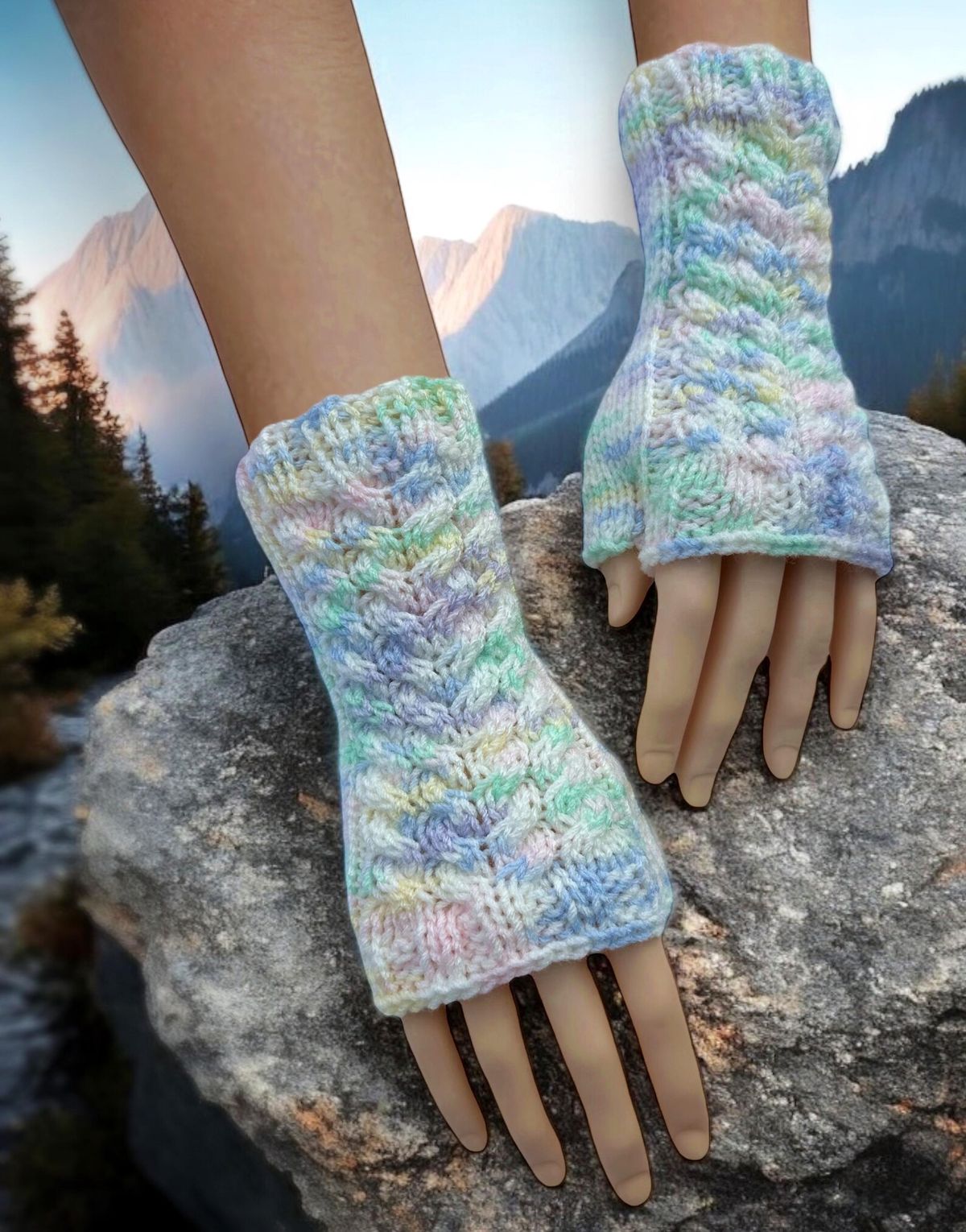 Cable Knit Fingerless Gloves - PDF Download