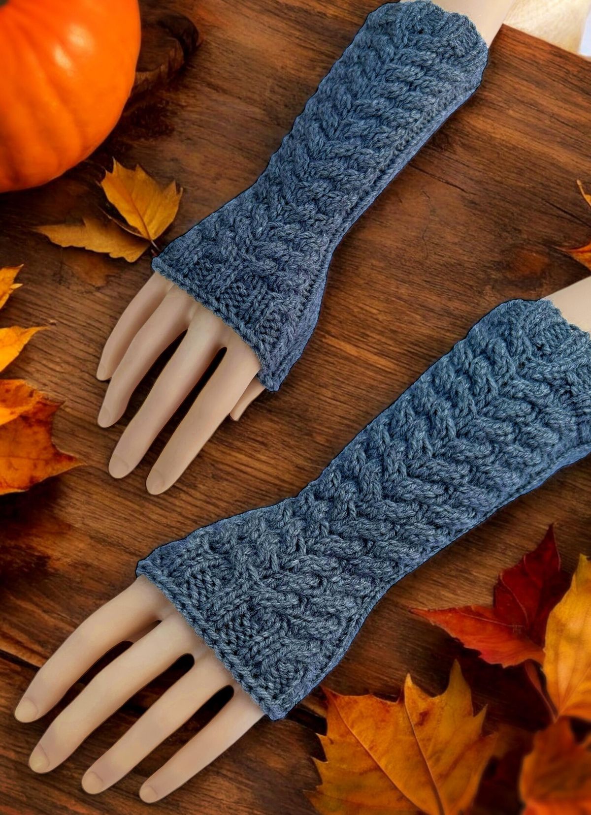 Cable Knit Fingerless Gloves - PDF Download