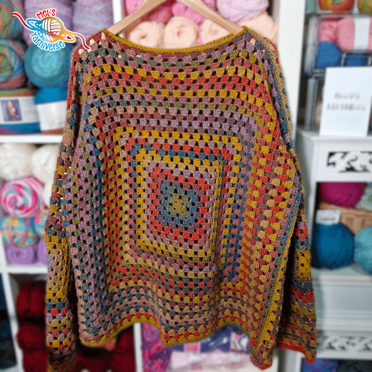 Easy Granny Square Sweater – Digital Crochet Pattern