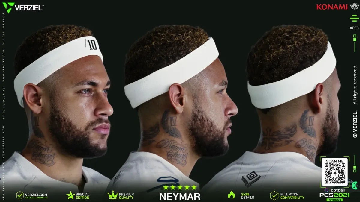 Neymar Jr 🇧🇷 │ Face – PES 2021 PC 🔥🎮 — #10 Headband Edition