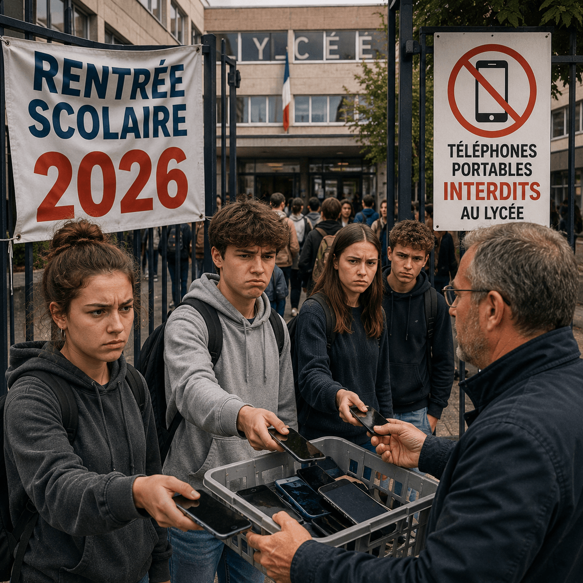Le gouvernement francais interdit le telephone portable au lycee # Rentree scolaire 2026- Transcription en PDF