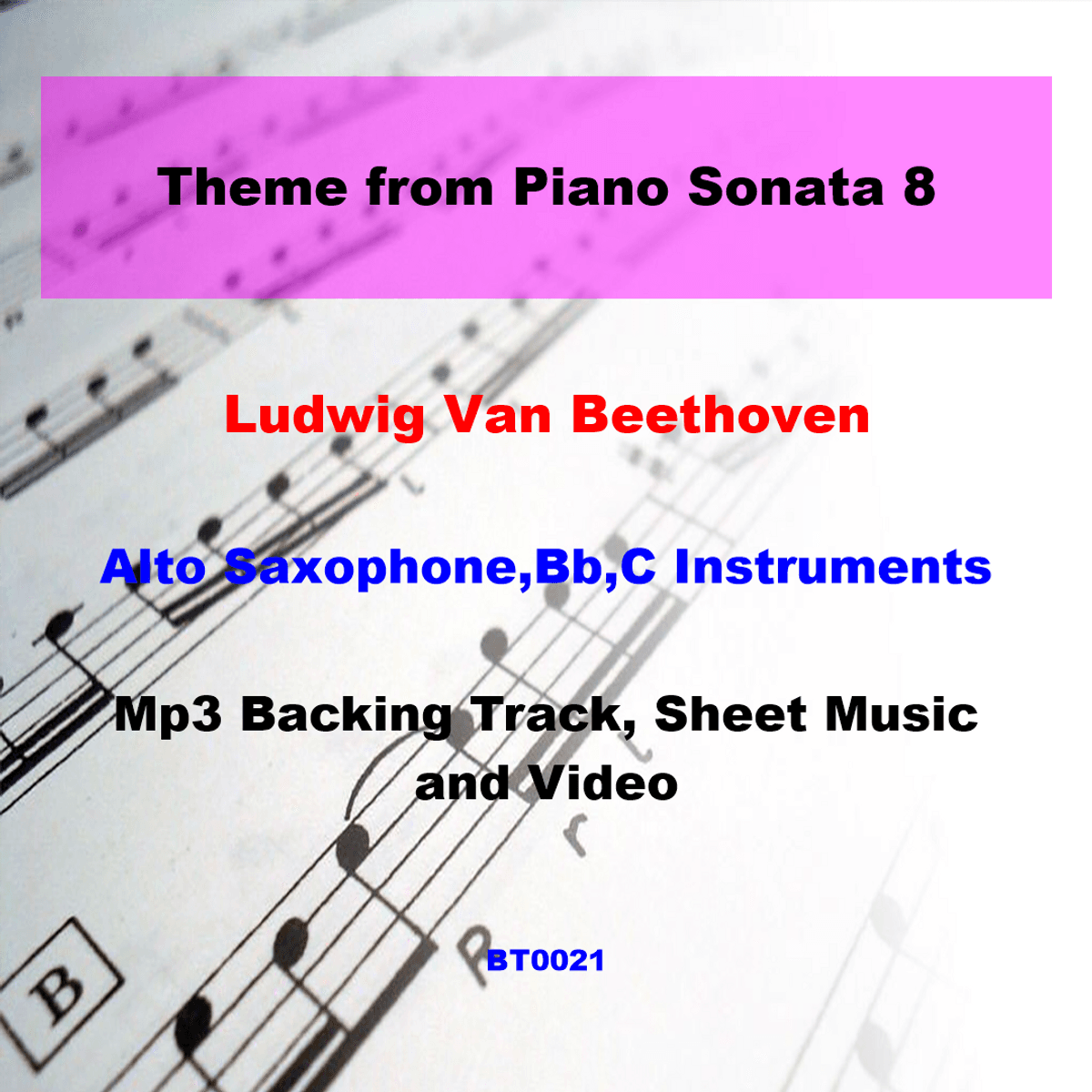 BT0021 Beethoven Theme from Piano Sonata 8 Backing Track and Sheet Music