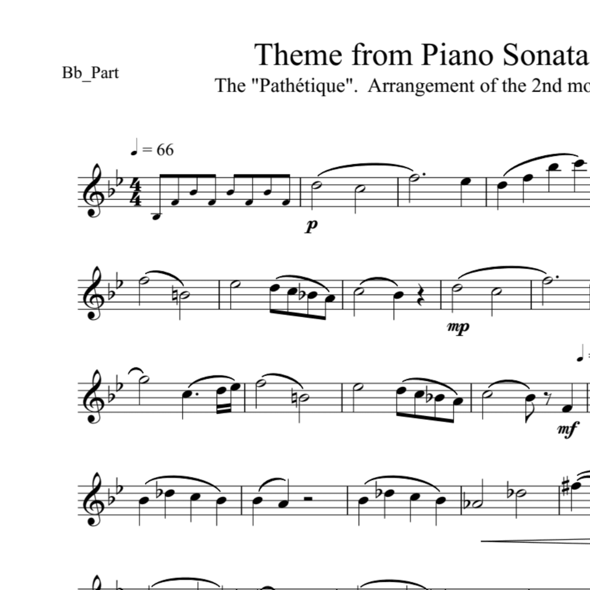 BT0021 Beethoven Theme from Piano Sonata 8 Backing Track and Sheet Music