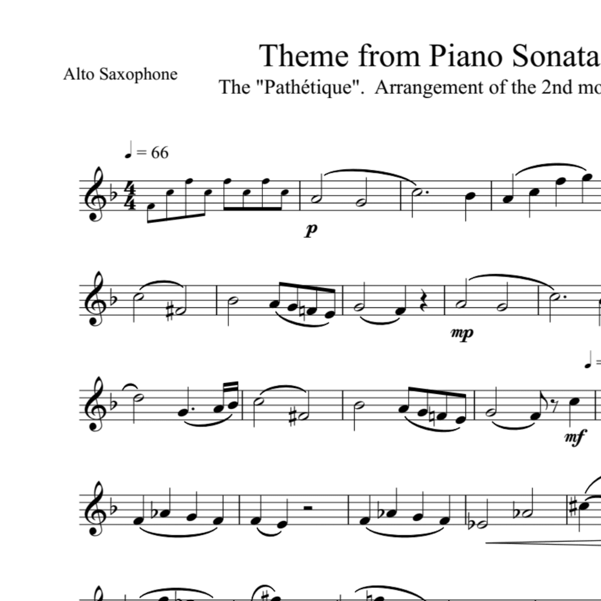 BT0021 Beethoven Theme from Piano Sonata 8 Backing Track and Sheet Music