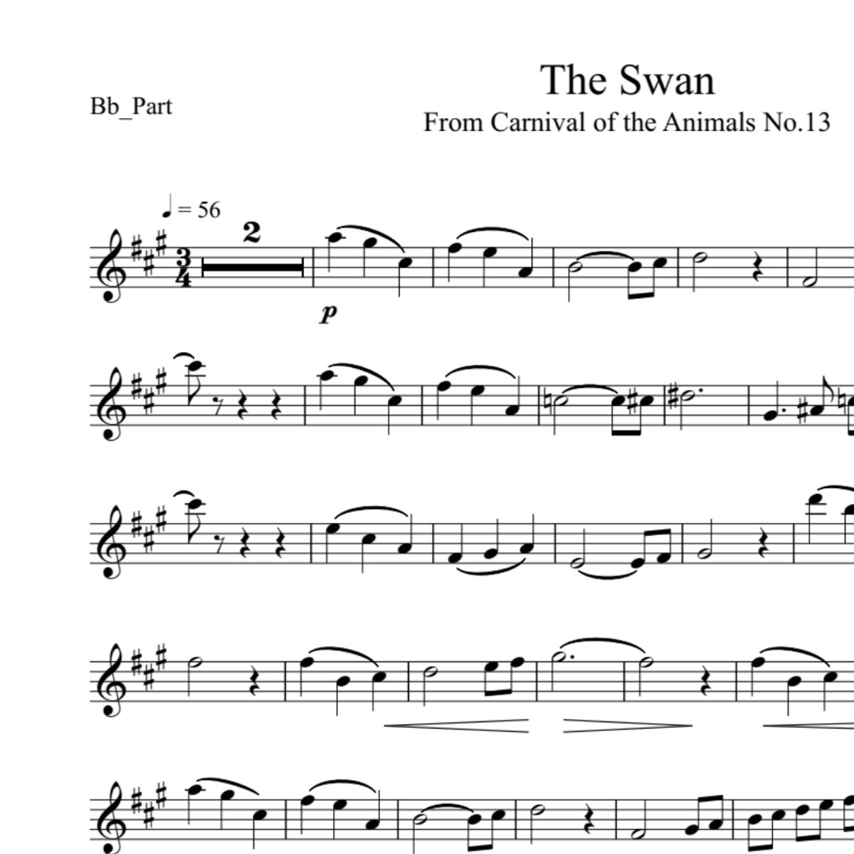 BT0153 The Swan - Carnival of the Animals Backing Track and Sheet Music