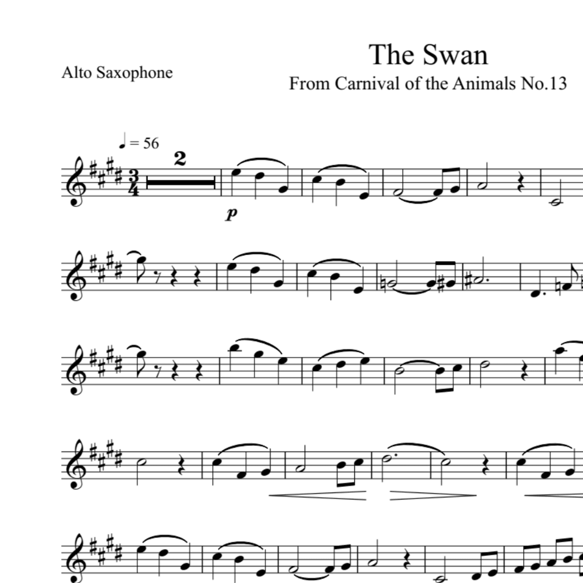 BT0153 The Swan - Carnival of the Animals Backing Track and Sheet Music