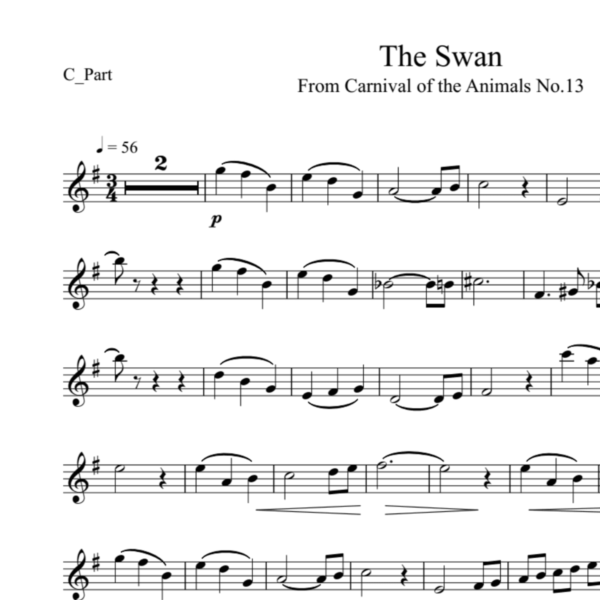 BT0153 The Swan - Carnival of the Animals Backing Track and Sheet Music