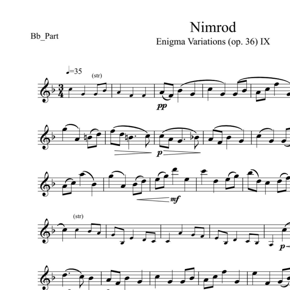 BT0054 Elgar Nimrod Backing Track and Sheet Music