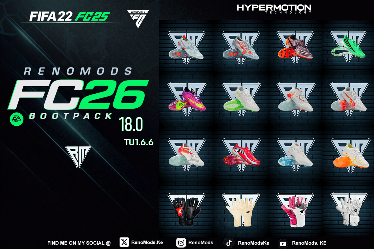 RenoMods FC26 BootPack Mod X GlovePack AIO 18.0 TU1.6.6