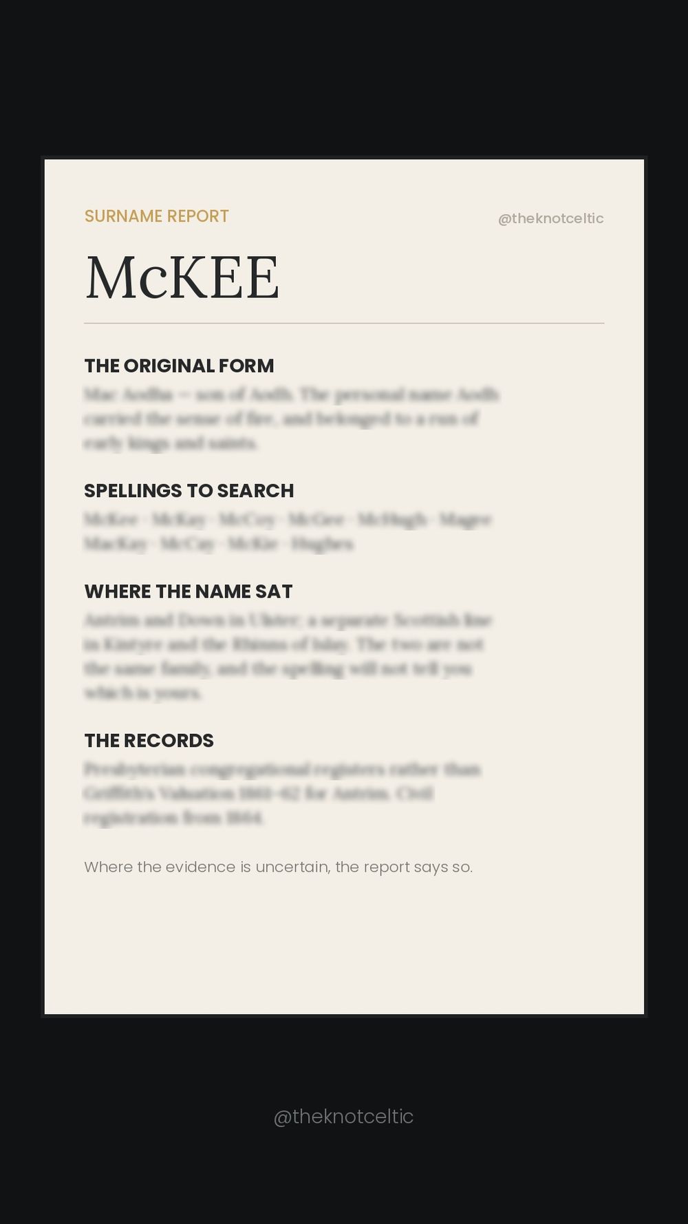 Surname Report  Title