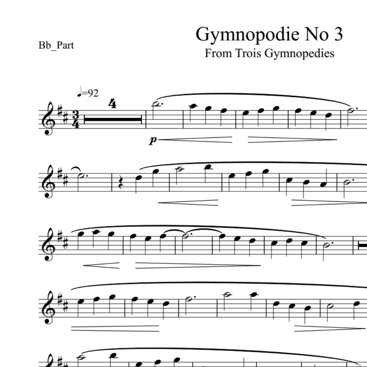BT0124 Satie Gymnopodie No 3 Backing Track and Sheet Music