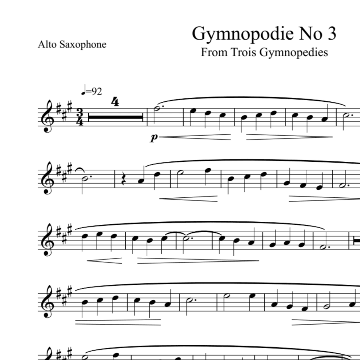 BT0124 Satie Gymnopodie No 3 Backing Track and Sheet Music