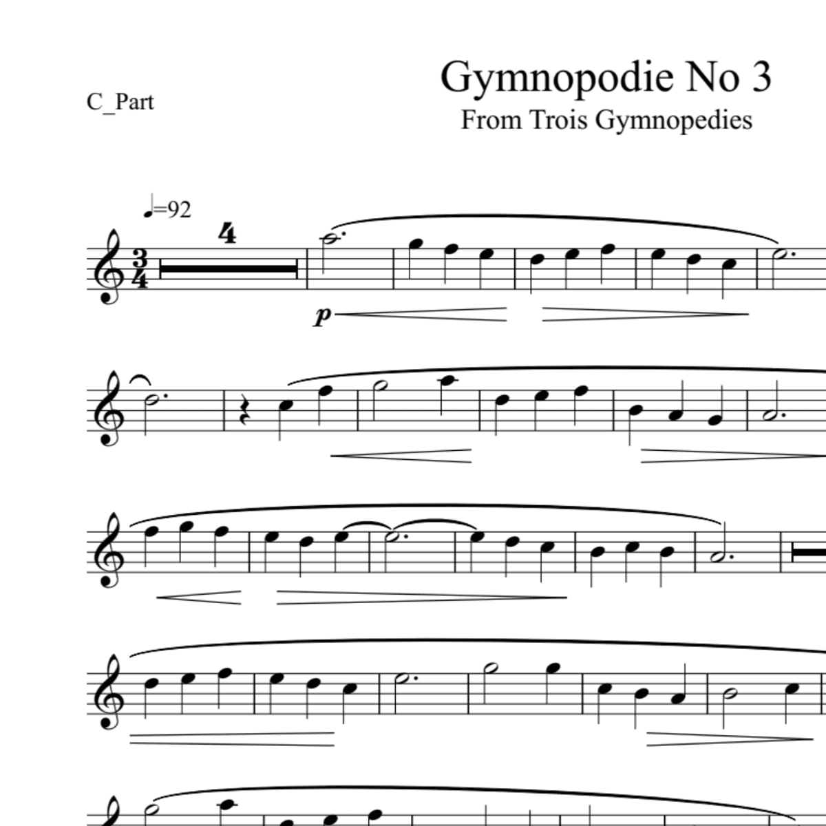 BT0124 Satie Gymnopodie No 3 Backing Track and Sheet Music